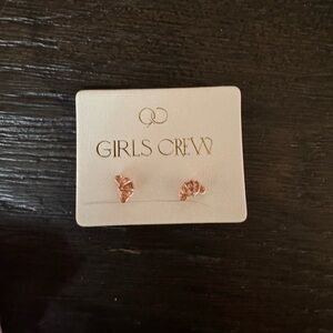 NWT Girl’s Crew rose gold tiny croissant earrings
